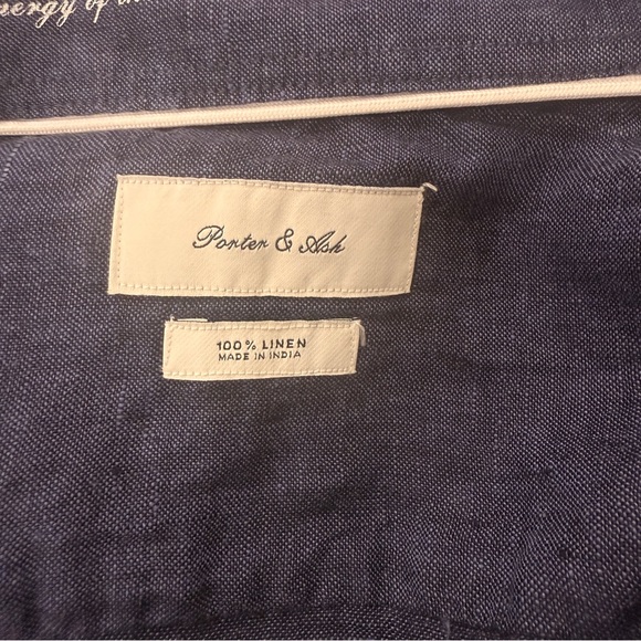 Porter‎ & Ash  Men's denim Blue Button-Up Shirt 100% Linen sz Large - Picture 6 of 7
